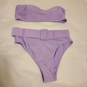LA LA 2piece Highwaisted Belted Swimsuit in Lavender